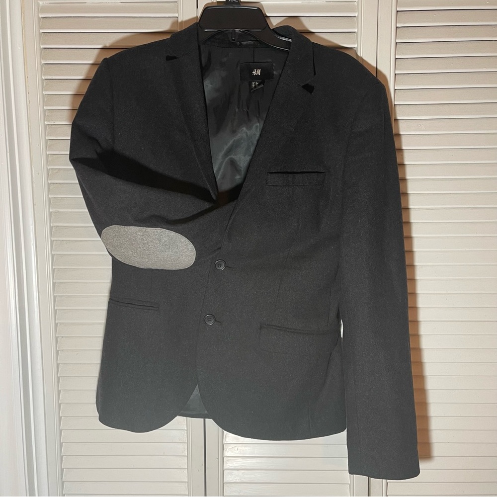 H&M | Men’s Blazer Black with Elbow Patches| Size 36R